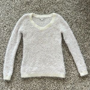 LC Lauren Conrad, white/light pink and purple fuzzy sweater, size XS